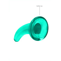 RealRock Crystal Clear Non-Realistic 5 in. Curved Dildo With Suction Cup Turquoise