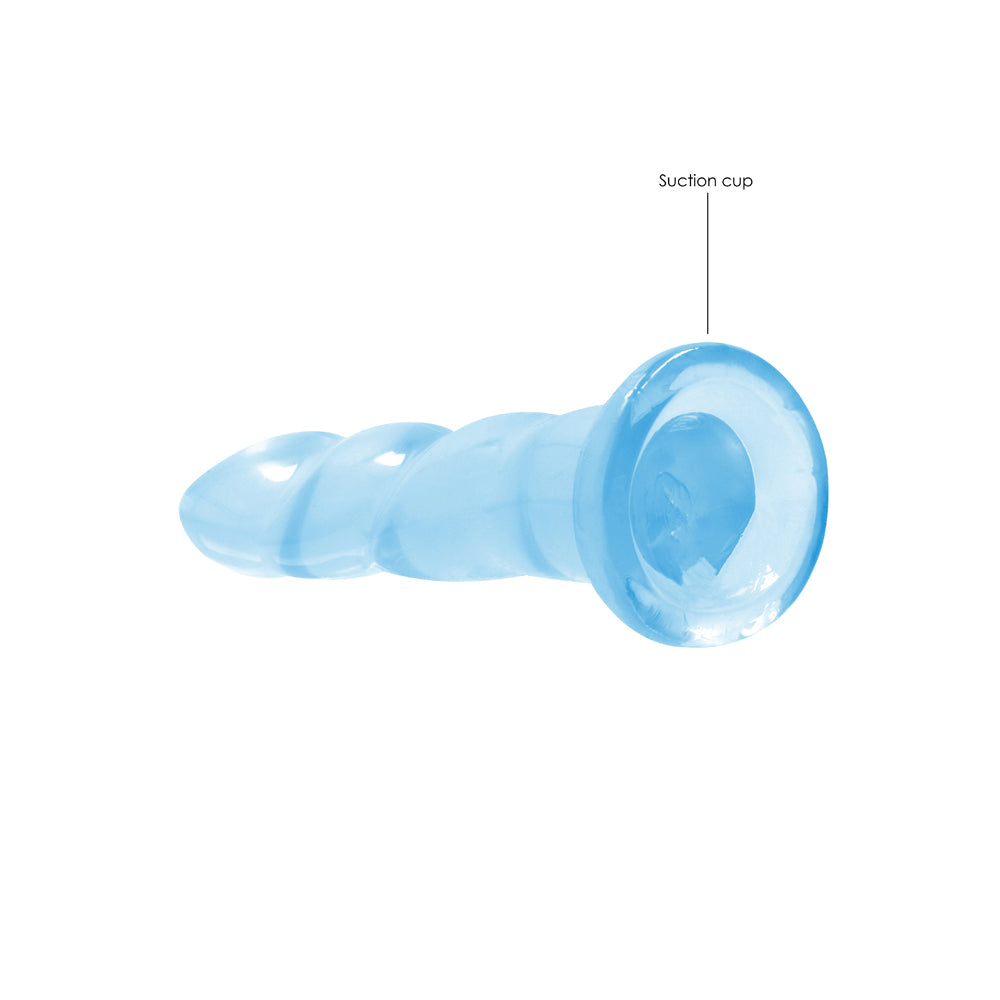 RealRock Crystal Clear Non-Realistic 7 in. Twisted Dildo With Suction Cup Blue