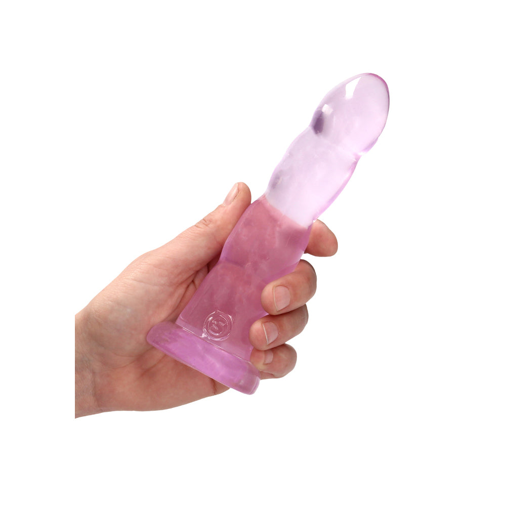 RealRock Crystal Clear Non-Realistic 7 in. Twisted Dildo With Suction Cup Pink