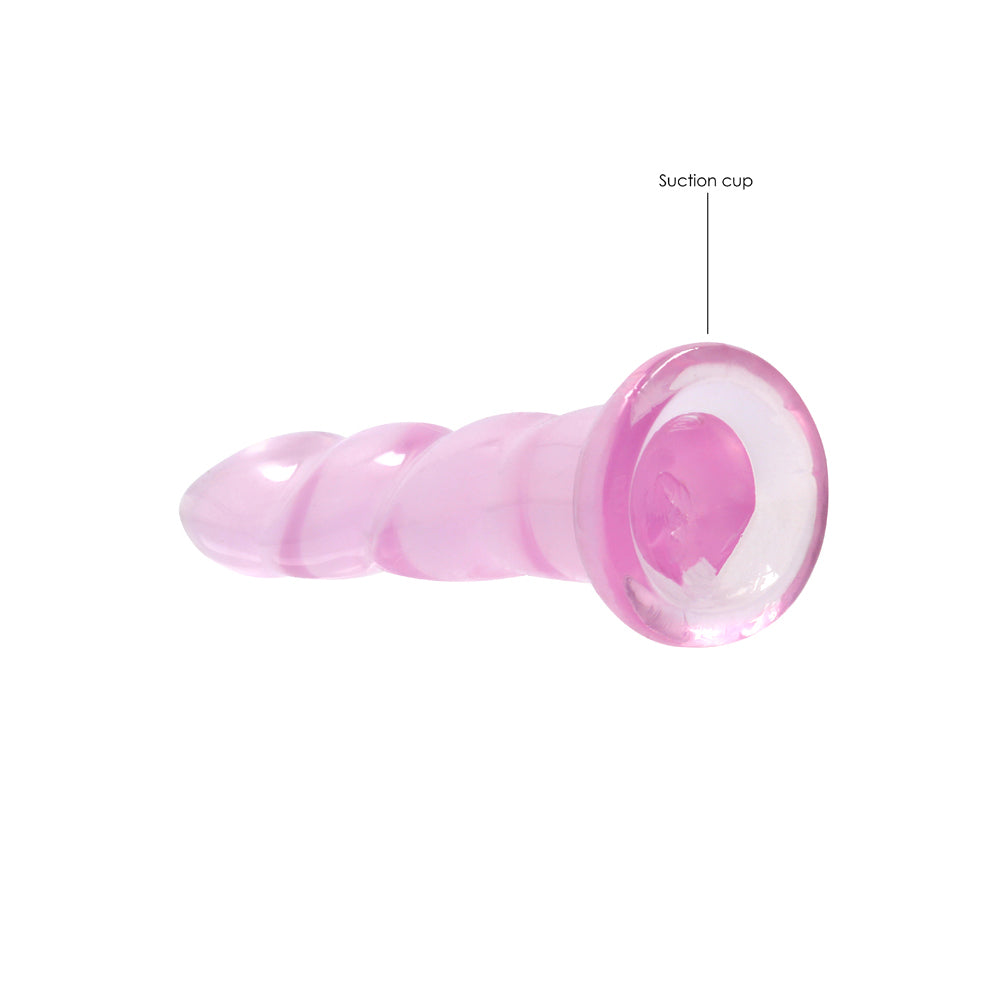 RealRock Crystal Clear Non-Realistic 7 in. Twisted Dildo With Suction Cup Pink