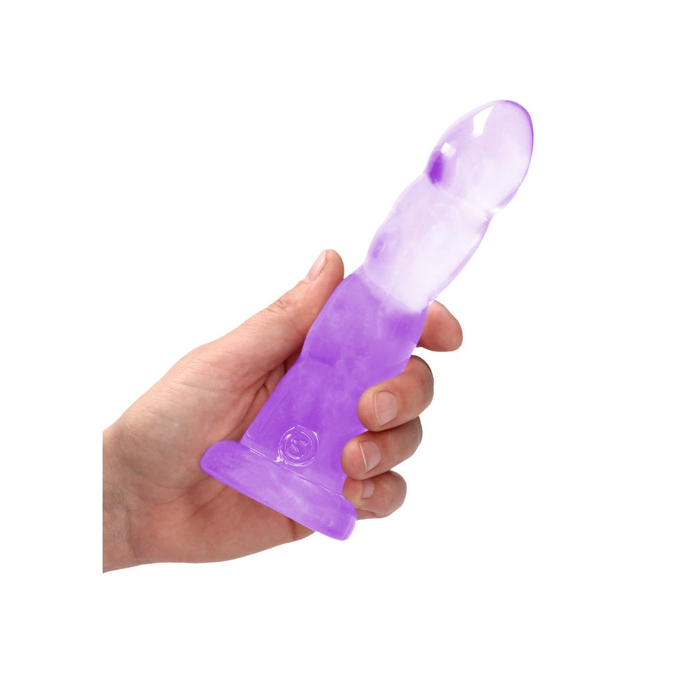 RealRock Crystal Clear Non-Realistic 7 in. Twisted Dildo With Suction Cup Purple