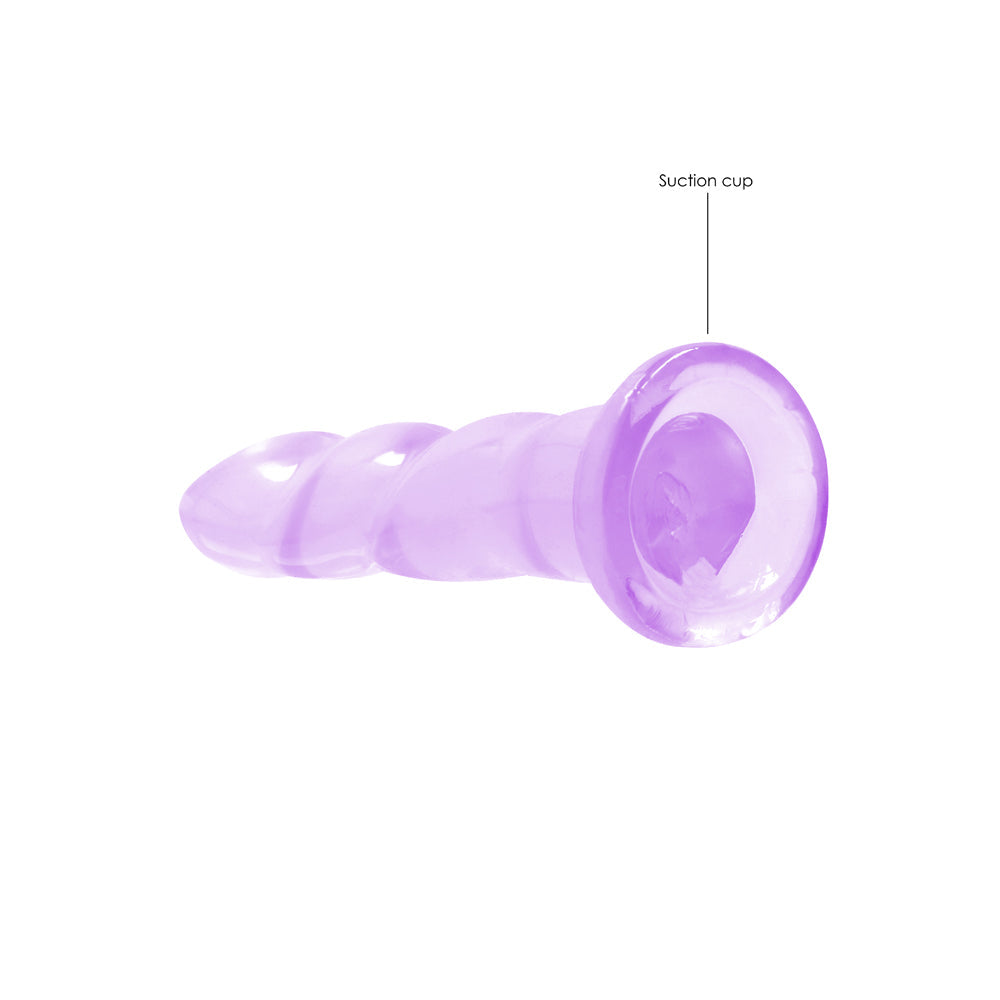 RealRock Crystal Clear Non-Realistic 7 in. Twisted Dildo With Suction Cup Purple