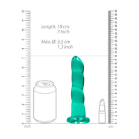 RealRock Crystal Clear Non-Realistic 7 in. Twisted Dildo With Suction Cup Turquoise