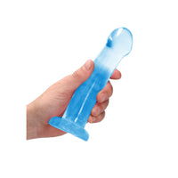 RealRock Crystal Clear Non-Realistic 7 in. Dildo With Suction Cup Blue