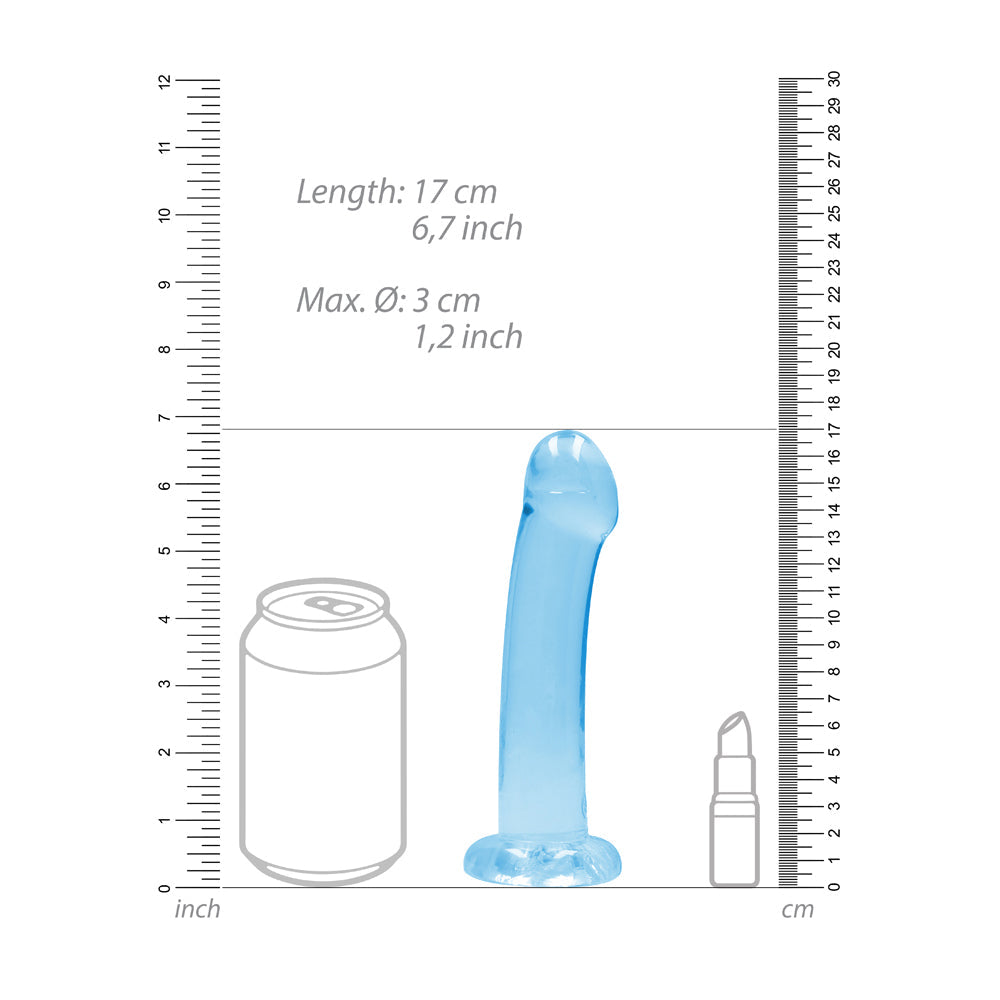 RealRock Crystal Clear Non-Realistic 7 in. Dildo With Suction Cup Blue