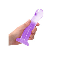 RealRock Crystal Clear Non-Realistic 7 in. Dildo With Suction Cup Purple