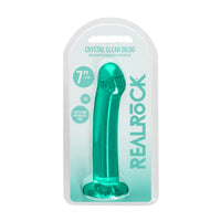 RealRock Crystal Clear Non-Realistic 7 in. Dildo With Suction Cup Turquoise