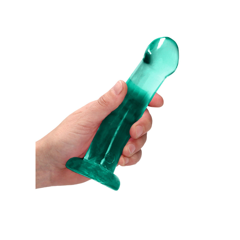 RealRock Crystal Clear Non-Realistic 7 in. Dildo With Suction Cup Turquoise