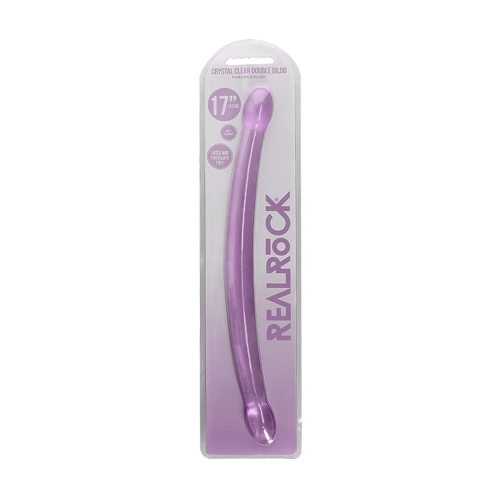 RealRock Crystal Clear Non-Realistic 17 in. Double Dildo Purple