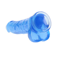 RealRock Crystal Clear Realistic 10 in. Dildo With Balls and Suction Cup Blue