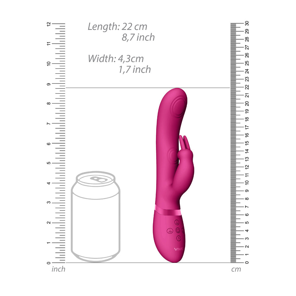 VIVE MAY Rechargeable Dual Pulse-Wave Silicone Rabbit Vibrator Pink