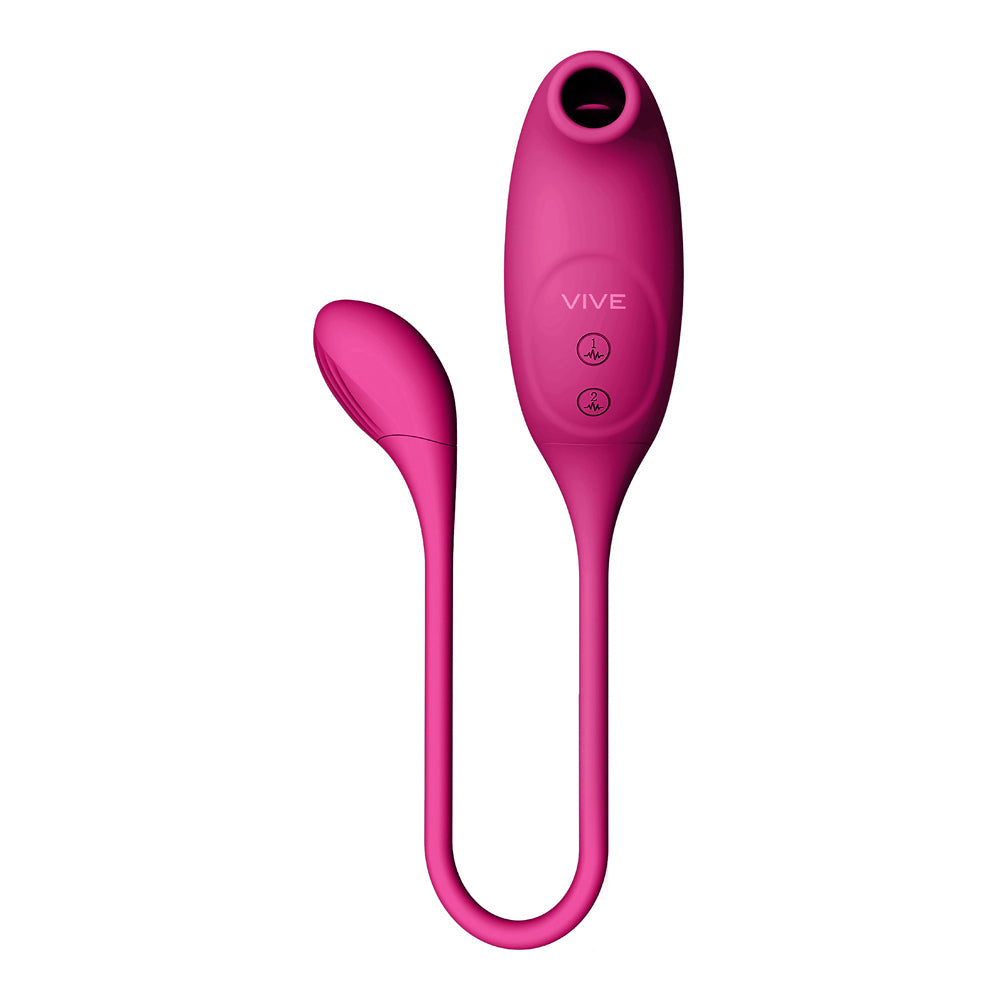 VIVE QUINO Rechargeable Air Wave & Vibrating Silicone Egg Vibrator Pink