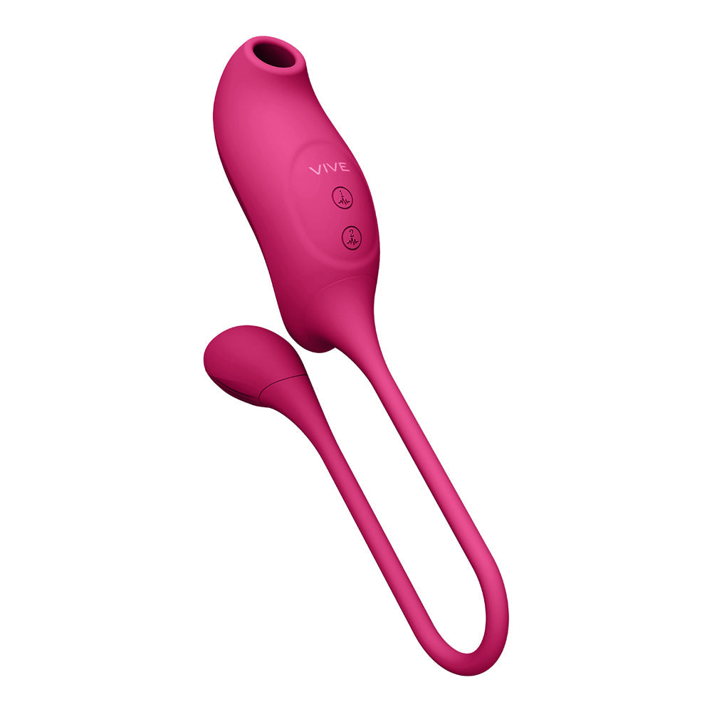 VIVE QUINO Rechargeable Air Wave & Vibrating Silicone Egg Vibrator Pink