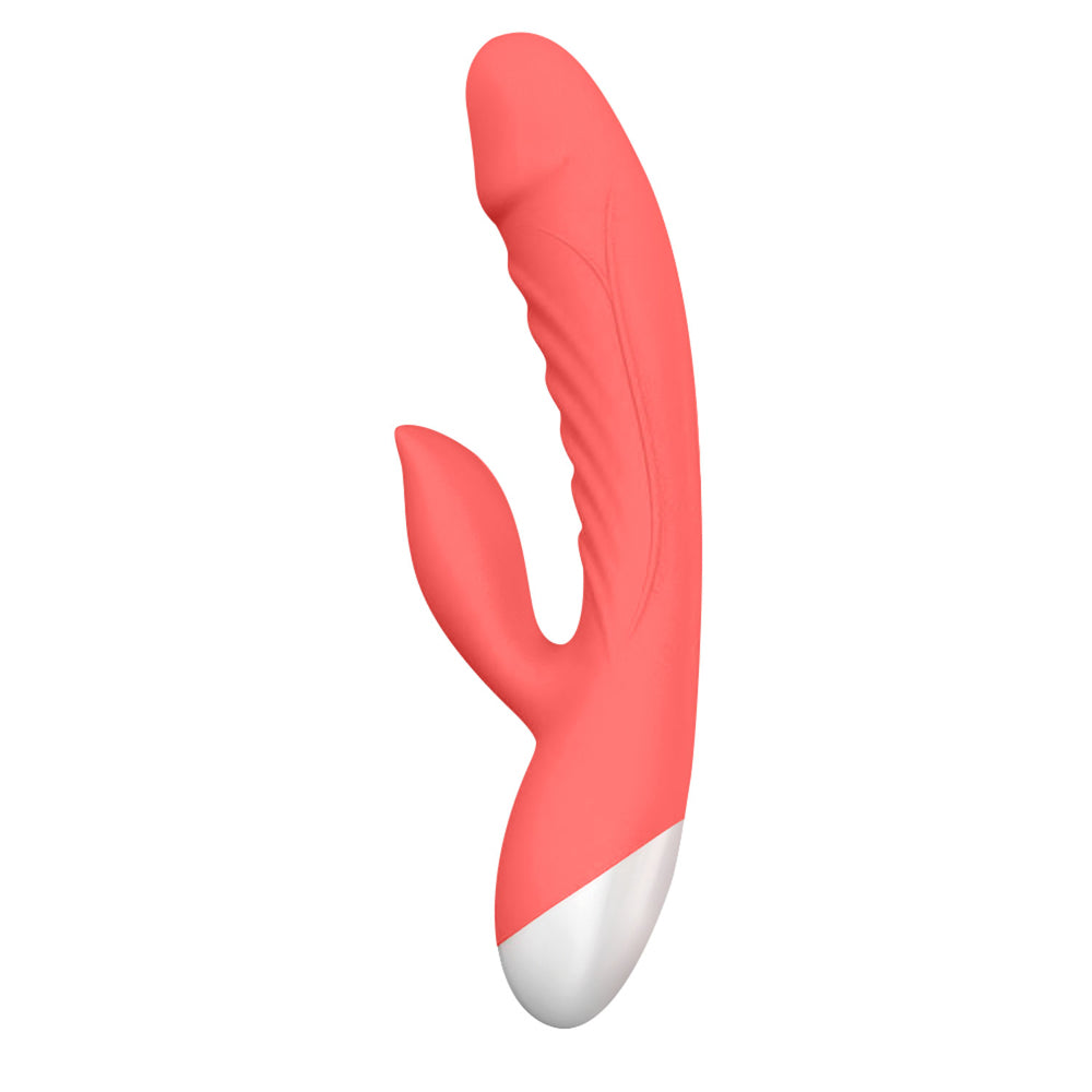 Luv Inc Rv20 Rabbit Vibrator Rechargeable Silicone Dual Stimulator Coral