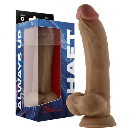 Shaft Model C 9.5 in. Dual Density Silicone Dildo with Balls & Suction Cup Oak