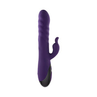 Evolved Rascally Rabbit Rechargeable Thrusting Swirling Silicone Vibrator Purple