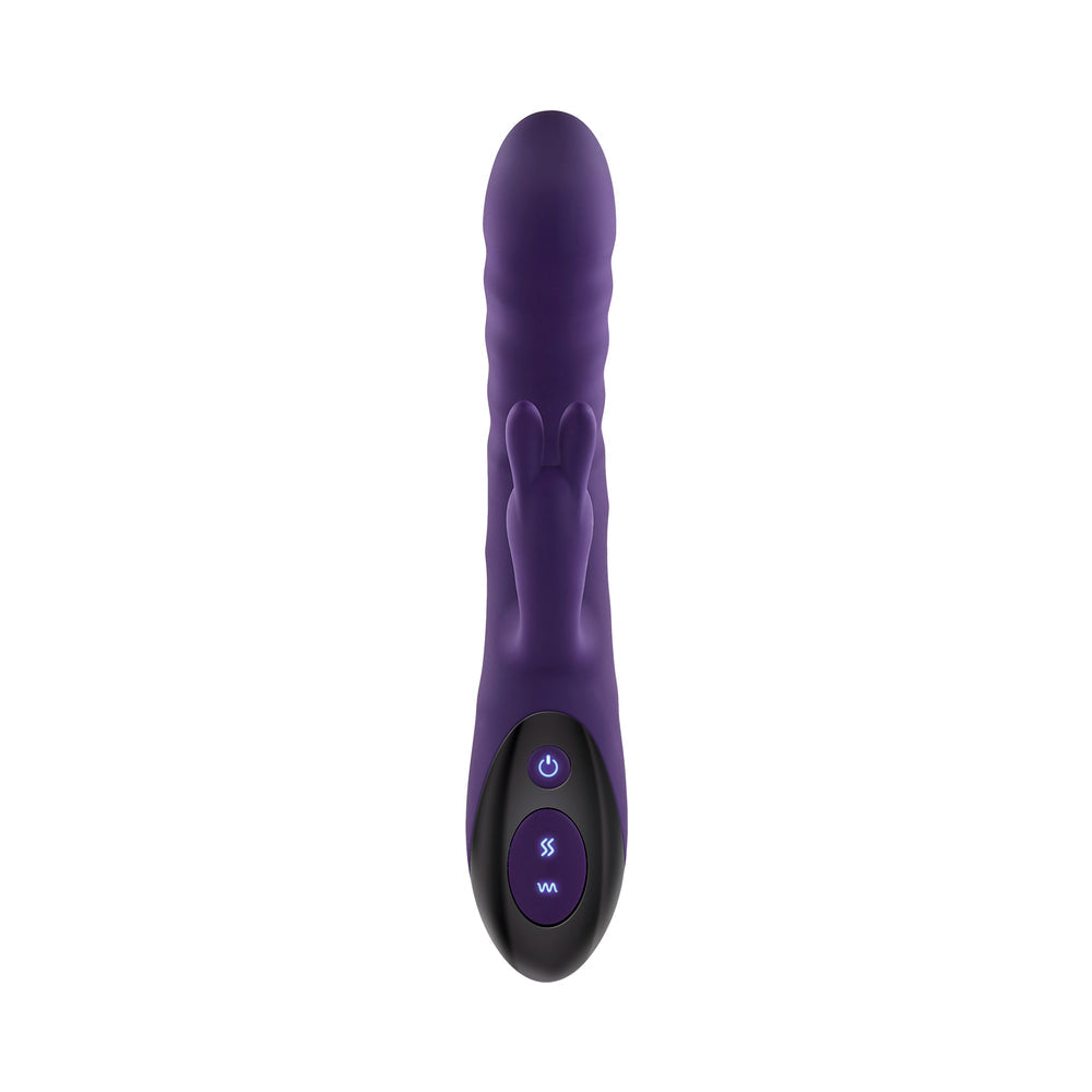 Evolved Rascally Rabbit Rechargeable Thrusting Swirling Silicone Vibrator Purple