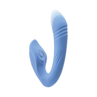 Evolved Tap & Thrust Rechargeable Thrusting Pulsing Silicone Dual Stimulator Blue