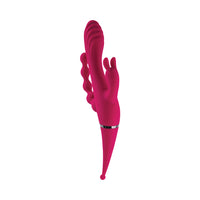 Gender X Four By Four Rechargeable Dual-Ended Multi-Stimulating Silicone Vibrator Burgundy