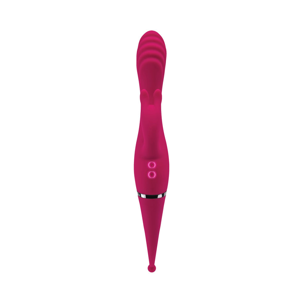 Gender X Four By Four Rechargeable Dual-Ended Multi-Stimulating Silicone Vibrator Burgundy