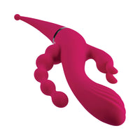 Gender X Four By Four Rechargeable Dual-Ended Multi-Stimulating Silicone Vibrator Burgundy