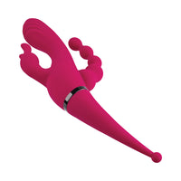 Gender X Four By Four Rechargeable Dual-Ended Multi-Stimulating Silicone Vibrator Burgundy