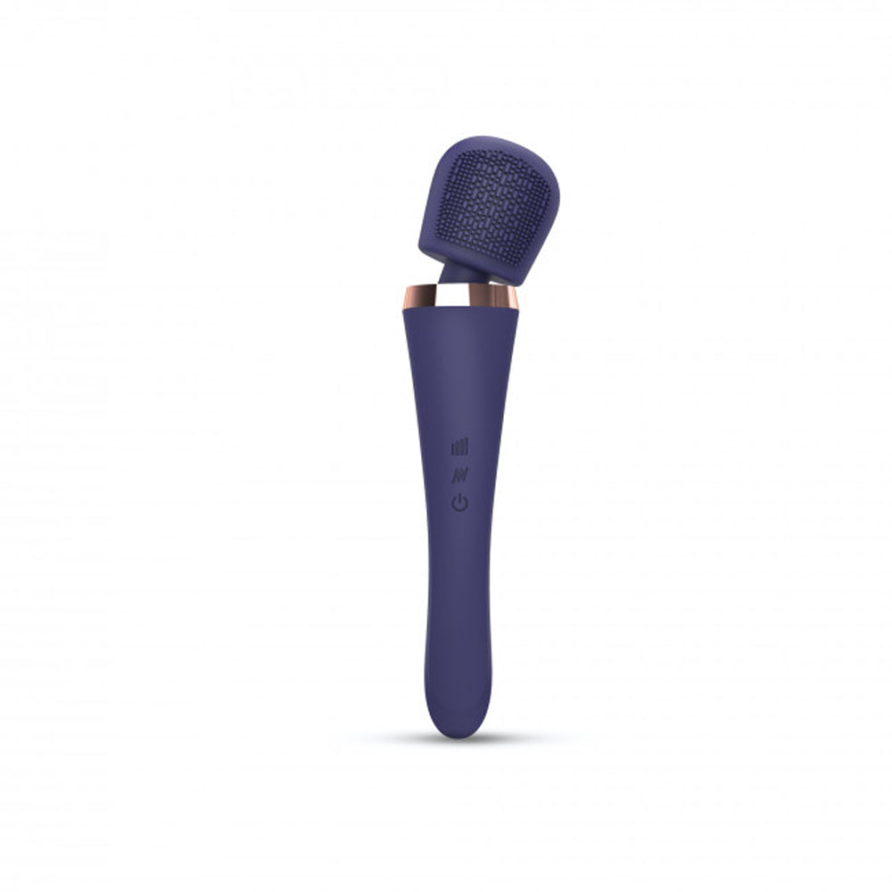 Love to Love Brush Crush Rechargeable Textured Head Wand Vibrator Midnight Indigo