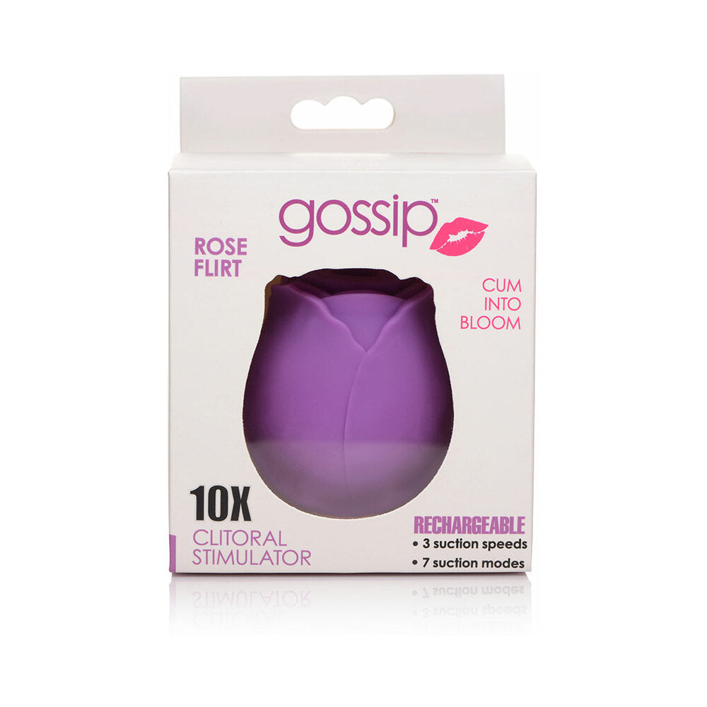 Curve Toys Gossip Cum Into Bloom Rechargeable Silicone Clitoral Stimulator Rose Flirt Violet