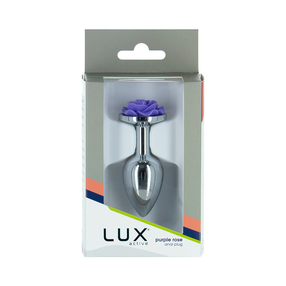 Lux Active Rose Metal Butt Plug 3 in. Purple