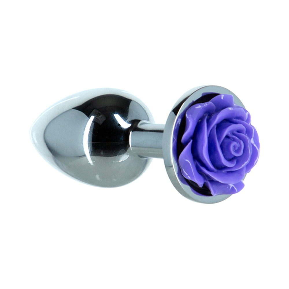 Lux Active Rose Metal Butt Plug 3 in. Purple