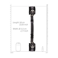 Ouch! Black & White Adjustable Bonded Leather Wrist Cuffs With Handle Black