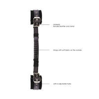 Ouch! Black & White Adjustable Bonded Leather Wrist Cuffs With Handle Black