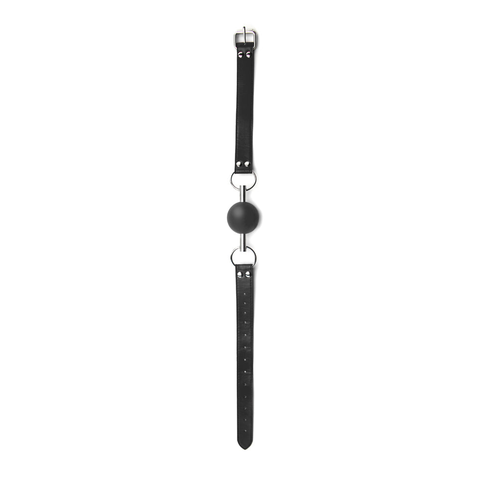 Ouch! Black & White Solid Rubber Ball Gag With Bonded Leather Straps Black