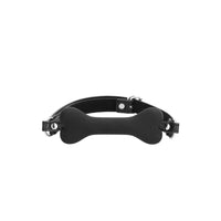 Ouch! Black & White Silicone Bone Gag With Adjustable Bonded Leather Straps Black