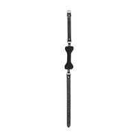 Ouch! Black & White Silicone Bone Gag With Adjustable Bonded Leather Straps Black
