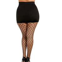 Dreamgirl Double-Knitted Fence-Net Pantyhose Black OSQ