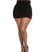 Dreamgirl Double-Knitted Fence-Net Pantyhose Black OSQ