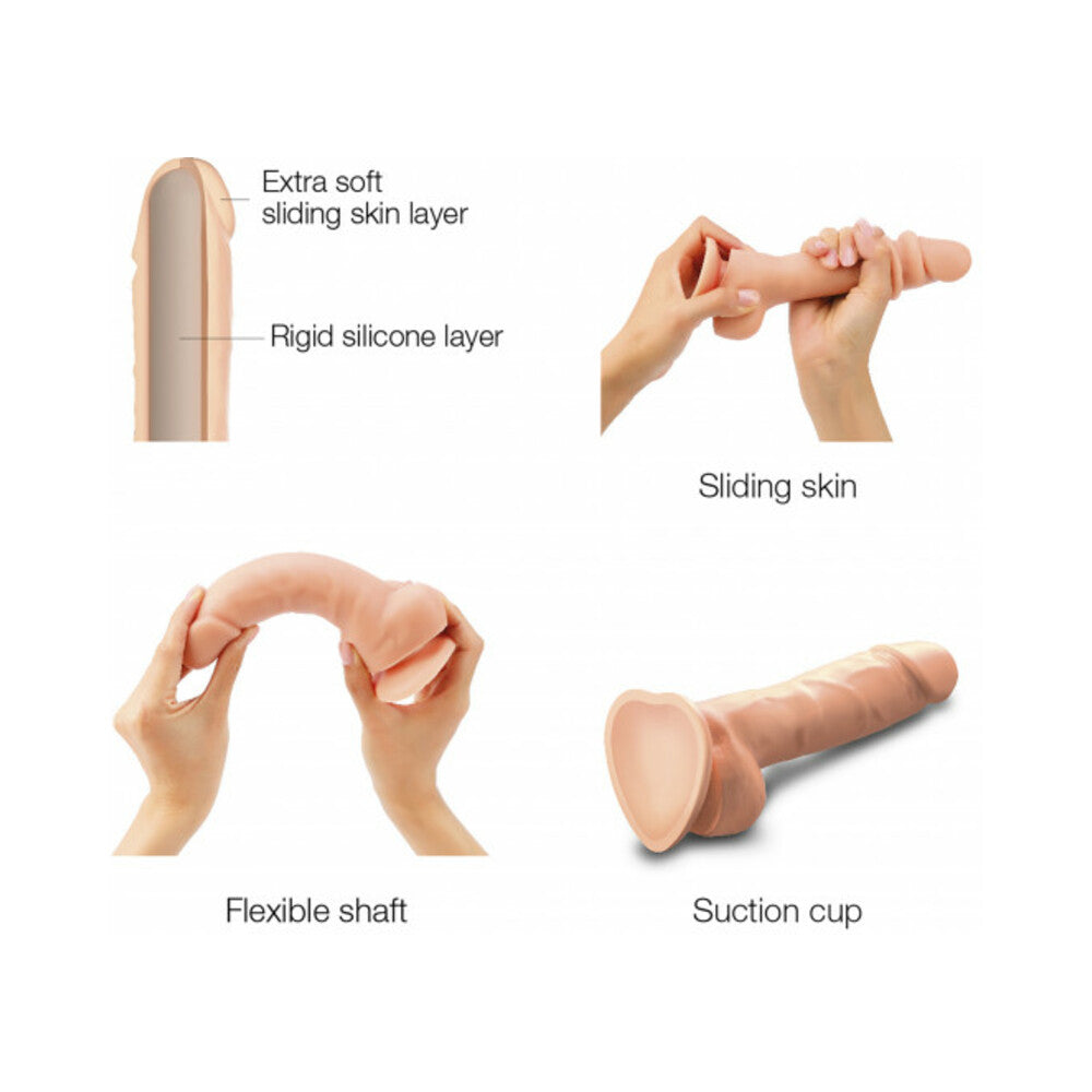 Strap-On-Me Realistic Collection Sliding Skin Dual-Density Silicone Dildo Vanilla L