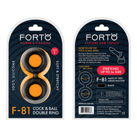 Forto F-81 Liquid Silicone Cock & Ball Double Ring Large Black