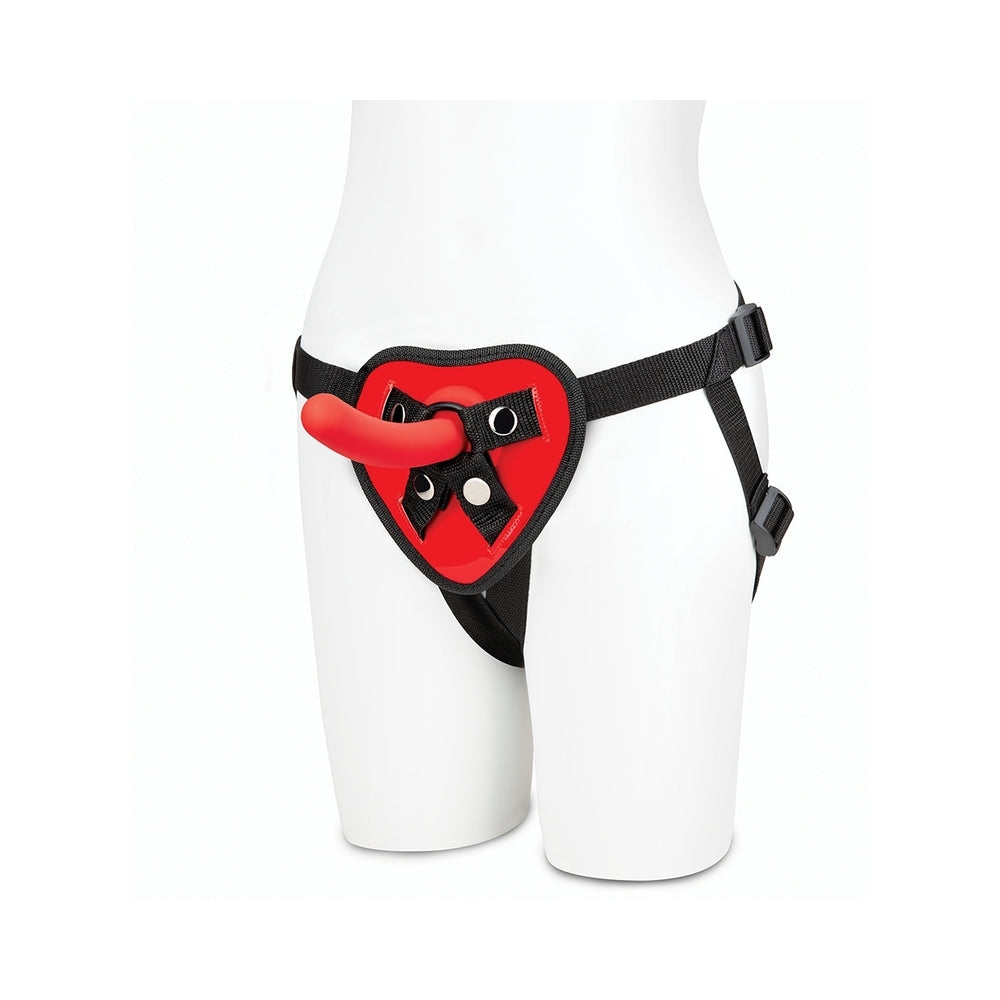 Lux Fetish Red Heart Strap-On Harness & 5 in. Dildo Set