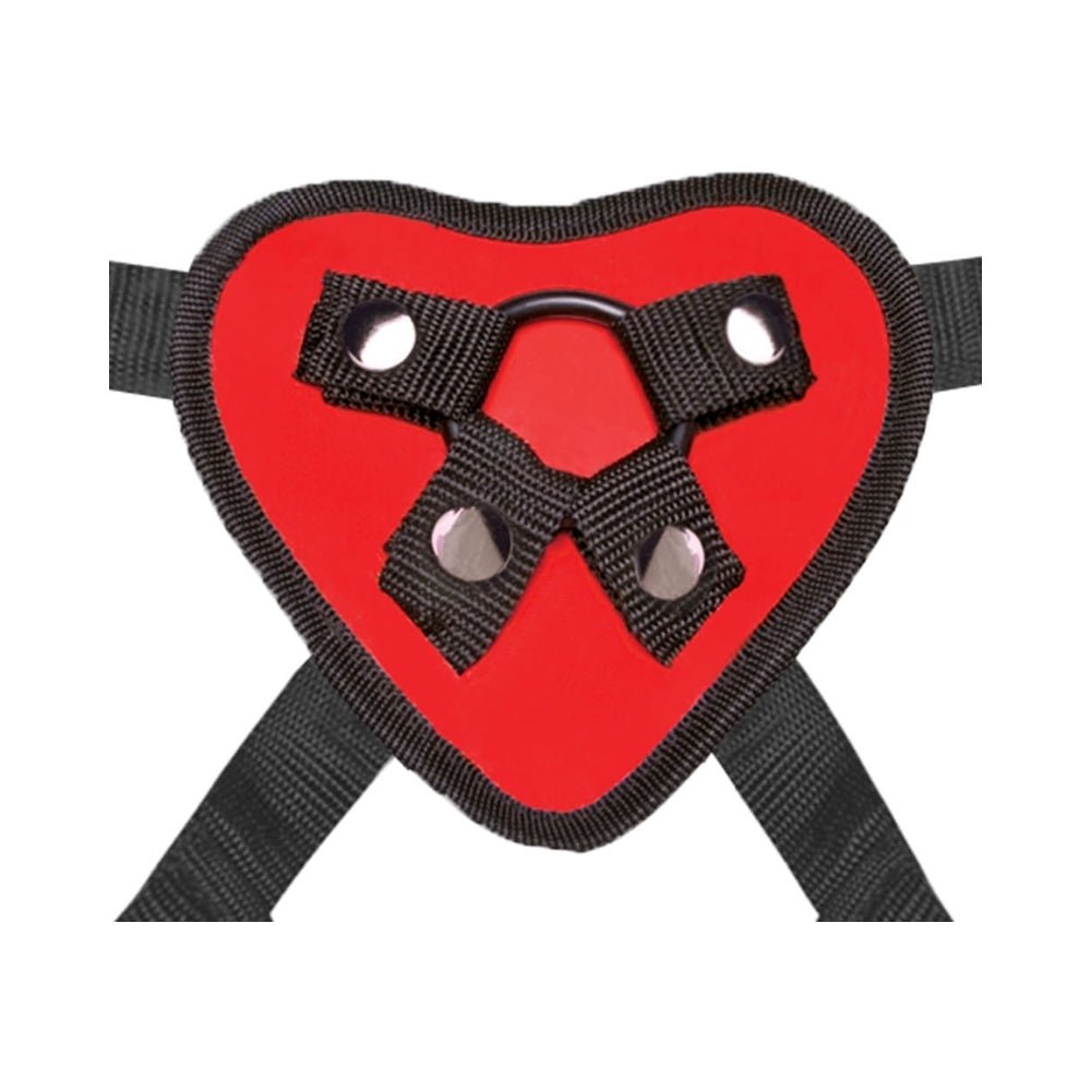 Lux Fetish Red Heart Strap-On Harness & 5 in. Dildo Set