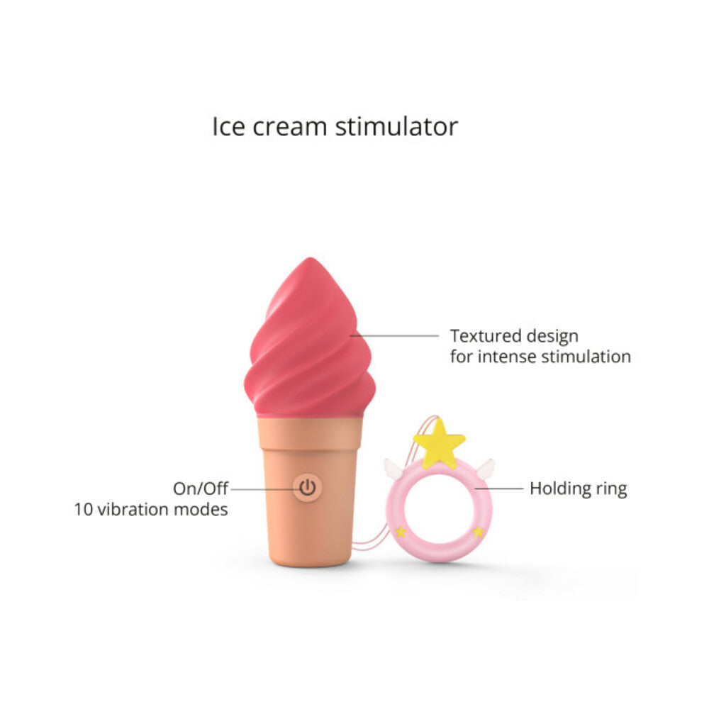 Love to Love Cand'Ice Raspberry Jolly Rechargeable Silicone Ice Cream Vibrator Raspberry