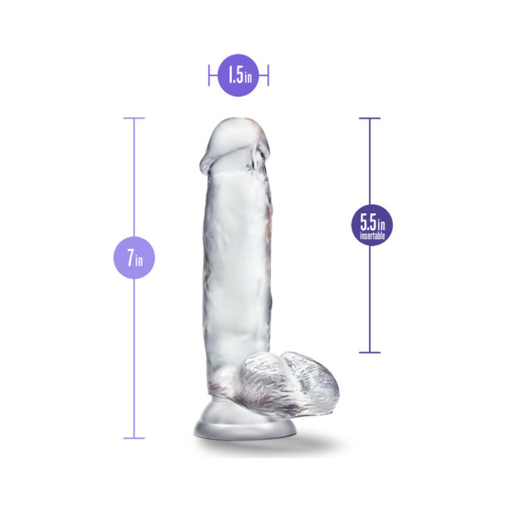 Blush B Yours Diamond Gleam 7 in. Dildo with Balls & Suction Cup Clear