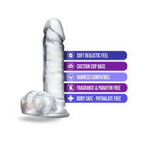 Blush B Yours Diamond Glimmer 8 in. Dildo with Balls & Suction Cup Clear