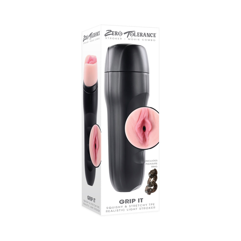 Zero Tolerance Grip It Realistic Vagina Stroker with Movie Download Beige