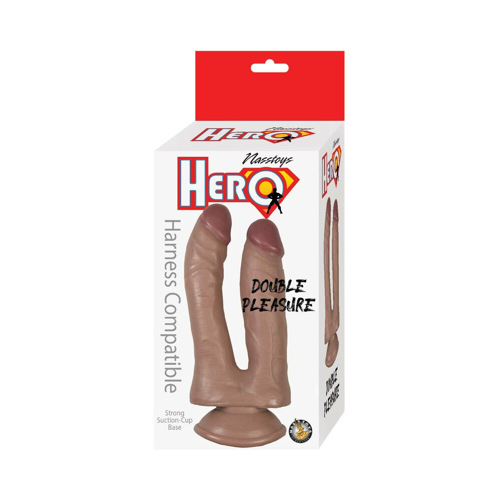 Hero Double Pleasure Double Dildo Silicone Brown