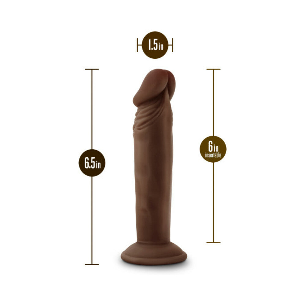 Blush Dr. Skin Plus Realistic 6 in. Triple Density Posable Dildo with Suction Cup Brown