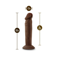 Blush Dr. Skin Plus Realistic 6 in. Triple Density Posable Dildo with Suction Cup Brown