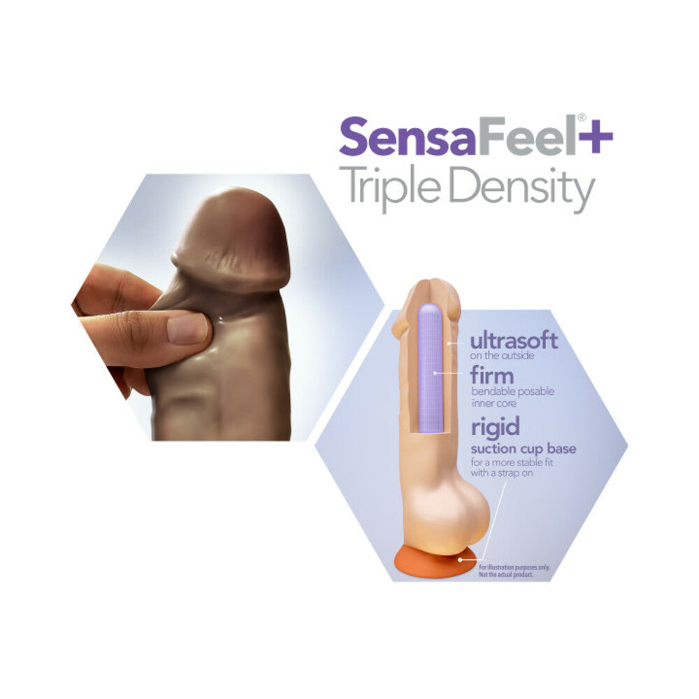 Blush Dr. Skin Plus Realistic 6 in. Triple Density Posable Dildo with Suction Cup Brown