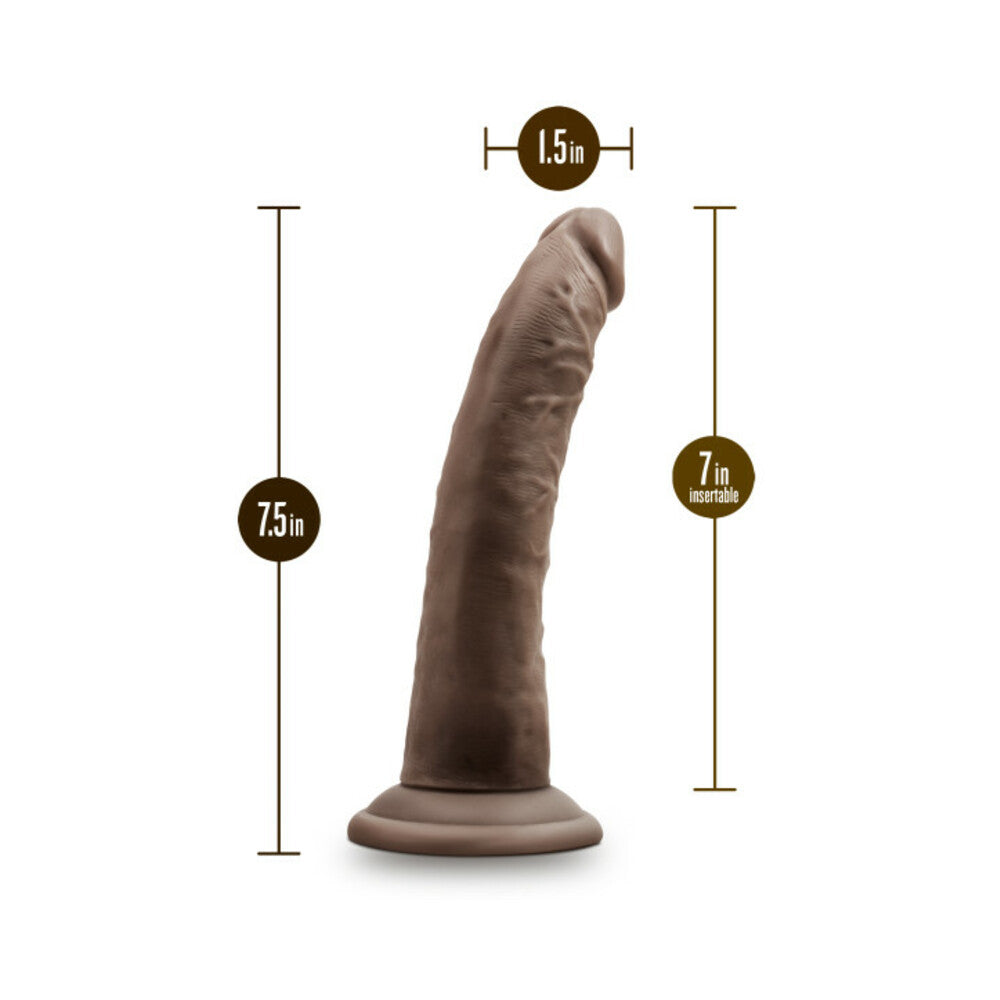 Blush Dr. Skin Plus Realistic 7 in. Triple Density Posable Dildo with Suction Cup Brown